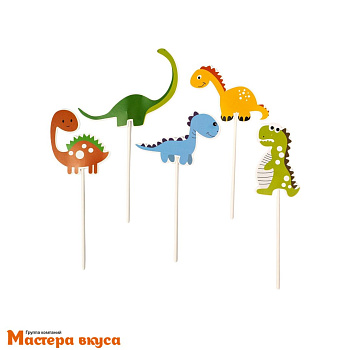 Набор топперов ДИНОЗАВРЫ, картон (набор 6 шт) ~16 см