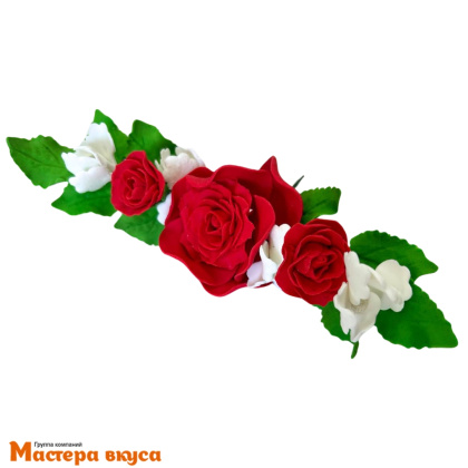 Сахарное украшение букет РОЗА КРАСНАЯ, длина ~23см