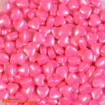 Посыпка 3D Сердечки розовые перламутровые 10мм, 50 гр