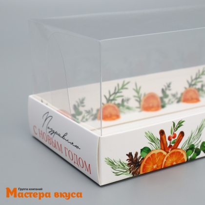 Упаковка для рулета с прозр. крышкой 262*97*80 мм , НГ (Тепла и уюта), 