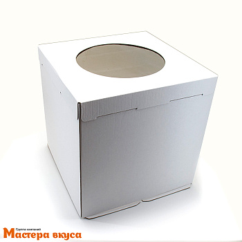 Короб для торта с окном 300*300*300 мм, белый (3-Д) СТАНДАРТ