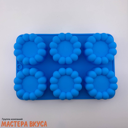 Форма силиконовая, для муссовых десертов КРУГ, (6 ячеек) 14,4*21,8 см 