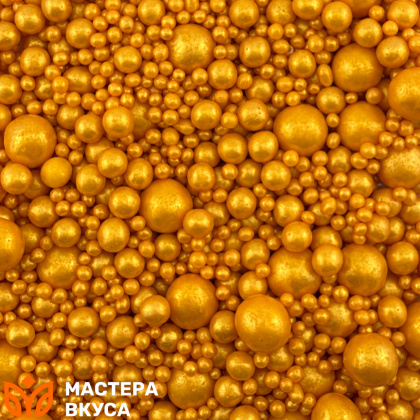 Посыпка Шарики зерновые Жемчуг микс №230 ЗОЛОТОЙ (d2-12мм), 50 г