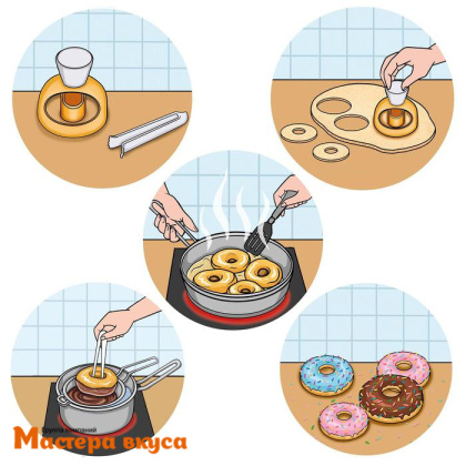 Набор для изготовления пончиков с щипцами Доляна "Ваниль", 11*2 см