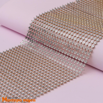 Лента  декоративная h~12см, со стразами выпуклыми ЗОЛОТО, -1м