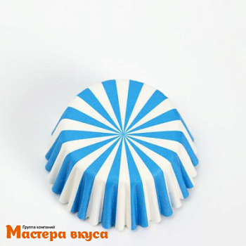 Капсула бумажная для конфет, d-3,5см  h-2см, СИНИЕ ПОЛОСЫ, (миниупак ~20-25 шт)