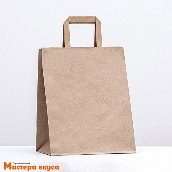 Пакет бумажный с плоскими ручками 240*140*290 мм, (крафт)