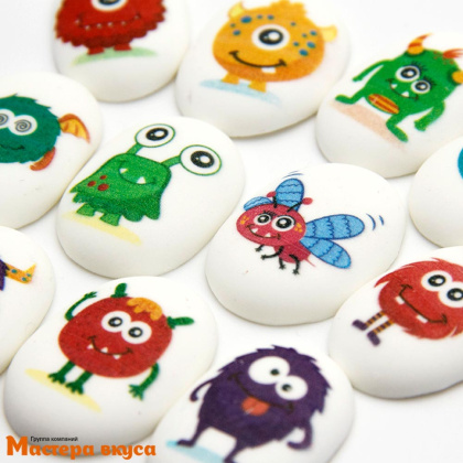 Сахарные медальоны ЗАБАВНЫЕ МОНСТРЫ, d-35*25мм