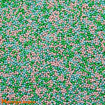Посыпка Шарики сахарные Бисер микс Голубой-Зеленый-Розовый перламутр (d2мм), 1кг