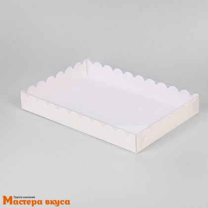 Упаковка для пряников и печенья с прозр. крышкой 220*150*30 мм (белая)