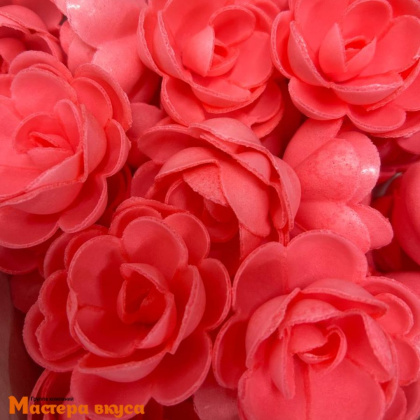 Вафельные цветы РОЗЫ большие сложные, d~5 см Красные, (упак 3 шт)