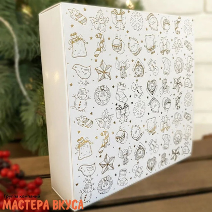 Упаковка для конфет  9 шт с обечайкой 137*137*37мм   (Золотой новый год)