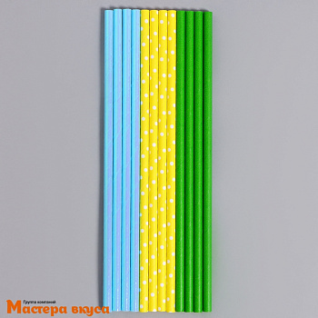 Трубочки бумажные, 20 см (упак 12 шт) разноцветные "Лето"