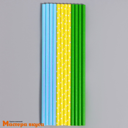 Трубочки бумажные, 20 см (упак 12 шт) разноцветные "Лето"