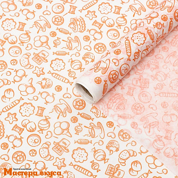 Бумага упаковочная для сладостей (подпергамент силиконизированный) СЛАДОСТИ 38 см, (5 м) 