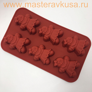 Форма силиконовая ПРЯНИК-ДЕВОЧКА, (6 фигур), ~6*8см h~3,3см
