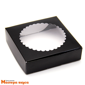 Упаковка для пряников и печенья с окном 11,5*11,5*3 см (черная)