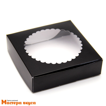 Упаковка для пряников и печенья с окном 11,5*11,5*3 см (черная)