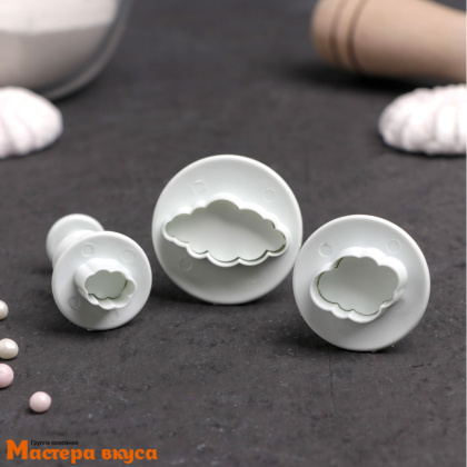 Вырубка-плунжер с выталкивателем ОБЛАКА, max ~3,1*1,7 см, (набор 3 шт)