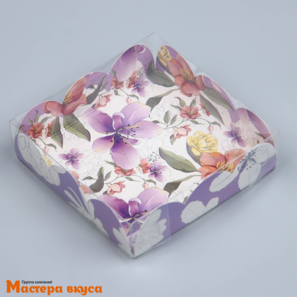 Упаковка для пряников и печенья с прозр. крышкой 105*105*30 мм  (With love)