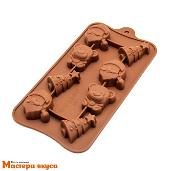 Форма для шоколада силиконовая  НОВОГОДНЕЕ АССОРТИ (8 ячеек), 20*10 см