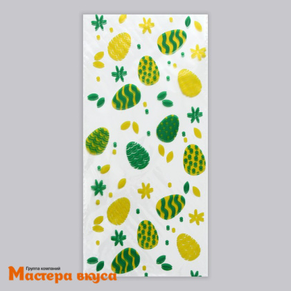 Пакет для сладостей 13*27 см, "Яйца пасхальные", зелёный