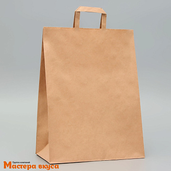 Пакет бумажный с плоскими ручками 260*150*350 мм, (крафт)