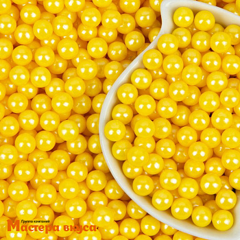 Посыпка Шарики сахарные Жемчуг ЖЕЛТЫЙ перламутр  (7 мм), 50 гр