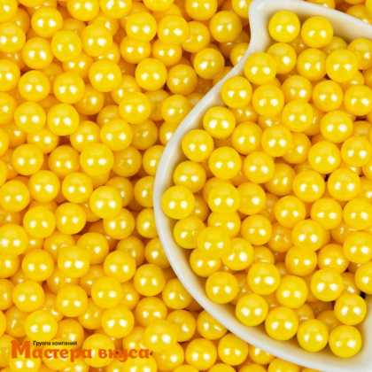 Посыпка Шарики сахарные Жемчуг ЖЕЛТЫЙ перламутр  (7 мм), 50 гр