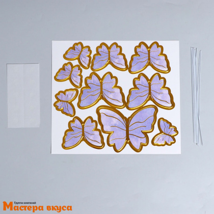 Набор топперов БАБОЧКИ фиолетовые, картон (набор 10 шт) ~14 см