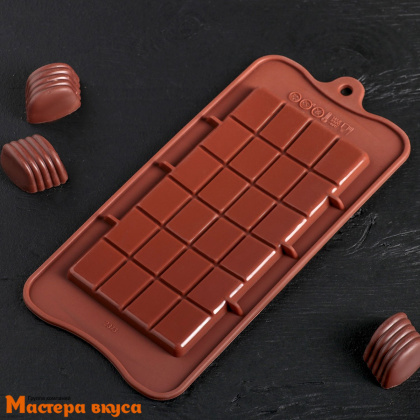 Форма для шоколада силиконовая, плитка ИРИСКА, (24 ячейки) 22,5*10,5*0,2 см