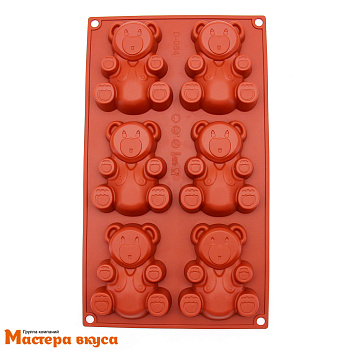 Форма силиконовая МИШКА, (6 ячеек) 85*70 h18мм (барни)
