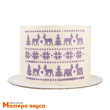 Трафарет бордюрный для нанесения рисунка ОЛЕНИ, ЕЛОЧКИ, СНЕЖИНКИ, 20*15 см