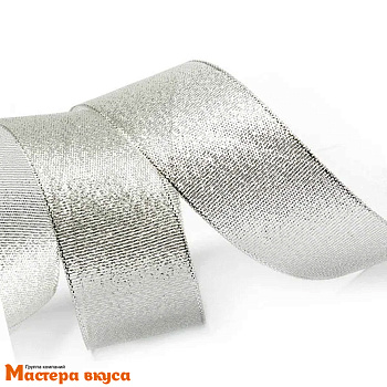 Лента парчовая, СЕРЕБРЯНАЯ, 20мм, ~22м