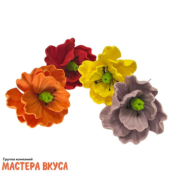 Сахарное украшение МАК микс, d ~6см 