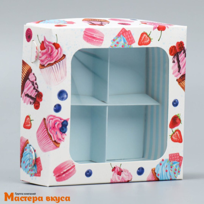 Упаковка для конфет  4 шт с окном (крышка/дно) 105*105*35мм (Для тебя)