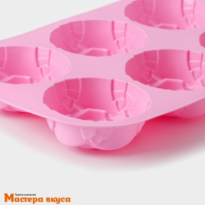 Форма силиконовая РОЗА, (6 ячеек), 25,5*17,5 см
