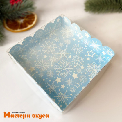 Упаковка для пряников и печенья с прозр. крышкой 120*120*30 мм  (Снегурочка)