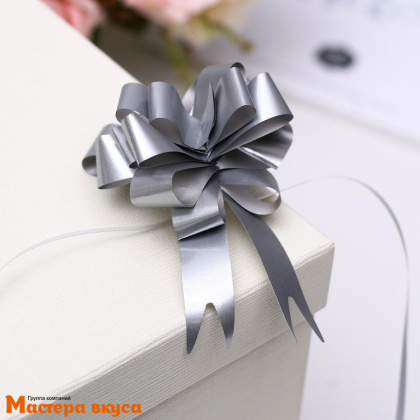 Бант-шар  СЕРЕБРО Классика, (ш 1,8 см) d~8 см 