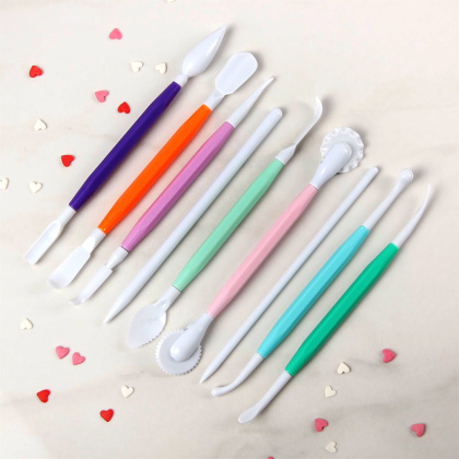 Набор инструментов для работы с мастикой двухсторонние (набор 9 шт), пластик