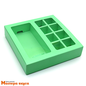 Упаковка для конфет  8 шт и плитки шоколада с обечайкой 177*178,5*38,5мм,  (мятный)