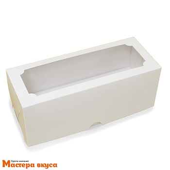 Коробка для  3 капкейков с окном, 250*100*100 мм (белая), АП