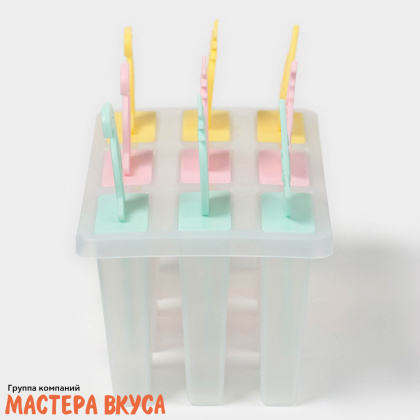 Форма для мороженого пластиковая (эскимо) ФРУКТЫ, (9 ячеек) 17,5*9*11 см