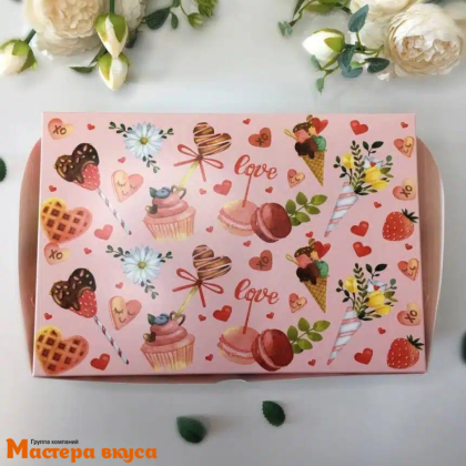 Коробка для  6 капкейков с окном, 250*170*100 мм (Любимые сладости)