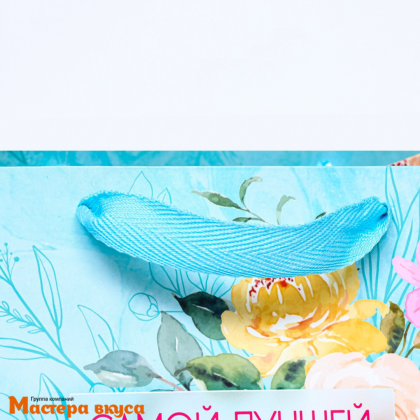 Пакет для торта 200*200*200 мм, с квадратным дном, "Цветы"