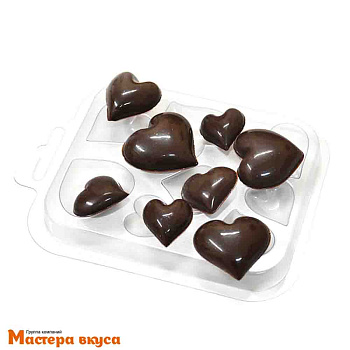 Форма для шоколада пластиковая СЕРДЕЧКИ ШОКО, 80*57*24,5мм