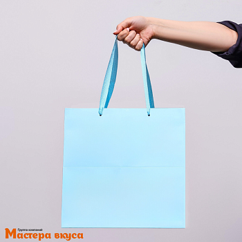 Пакет для торта 300*300*300 мм, с квадратным дном, голубой