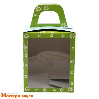 Коробка под кулич и пряничный домик с окном и ручкой, 15*15*18 см (Пасхальные кролики)