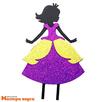 Топпер пластиковый ПРИНЦЕССА №4, силуэт с блеском, 13*17 см