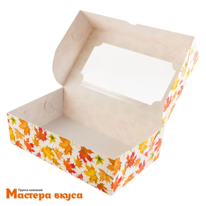 Упаковка для зефира и печенья с окном 250*150*70 мм  (Кленовый лист)